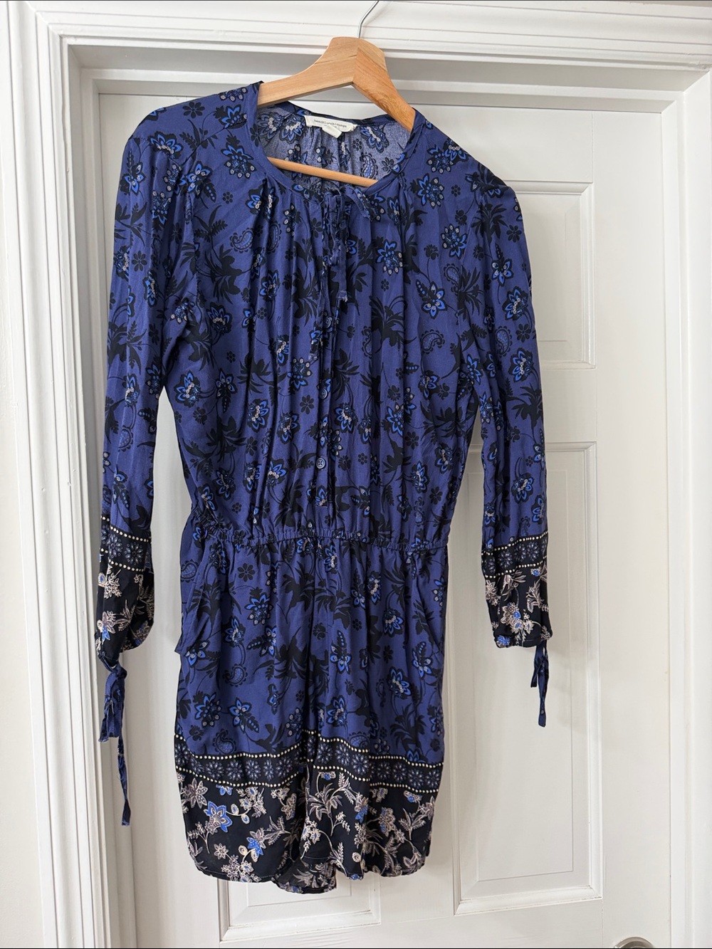 beachlunchlounge Navy Blue Floral Long-Sleeve Romper